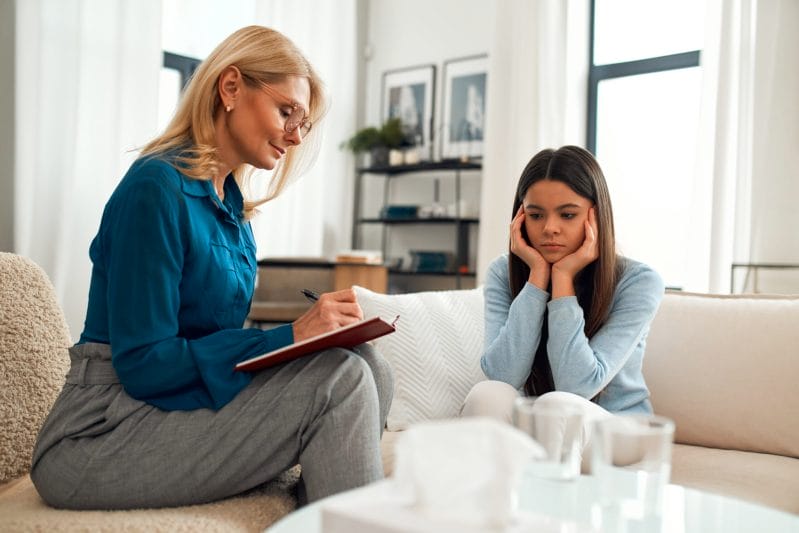 Specialized therapists in the woodlands providing a clinical anxiety intake for a new client