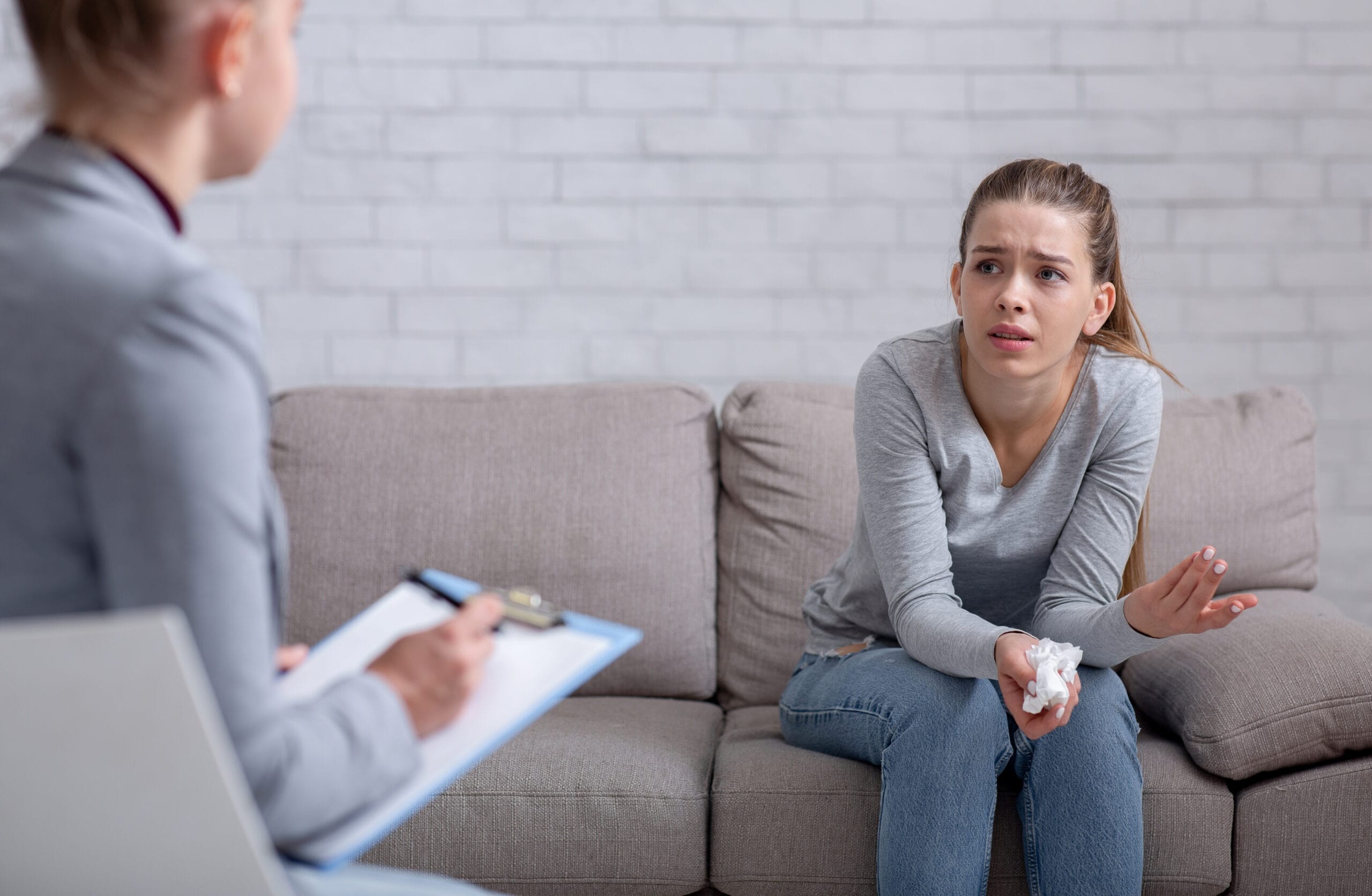A woman engages in Acceptance and Commitment Therapy ACT one of the effective borderline personality disorder treatments This approach helps Panther Creek residents build psychological flexibility