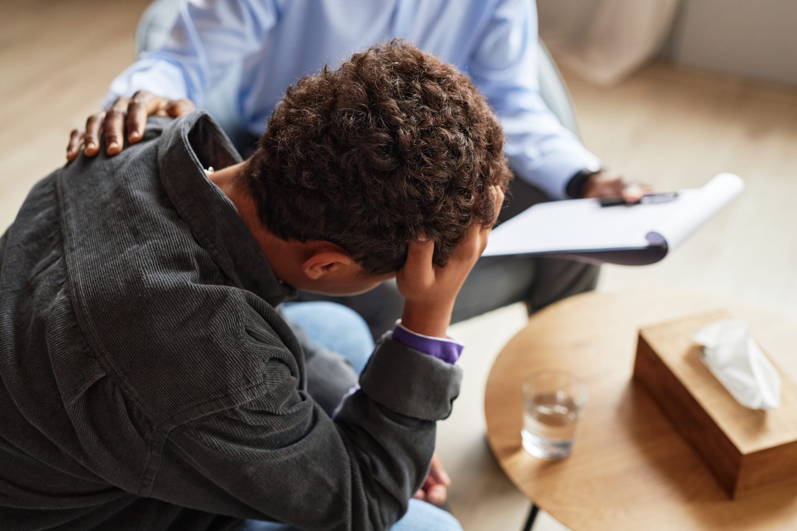 Stressed Teenage Visiting Psychologist Acceptance Path Counseling In person clinical support for anxiety vs depression in a neutral ground setting near Louetta Acceptance Path Counseling