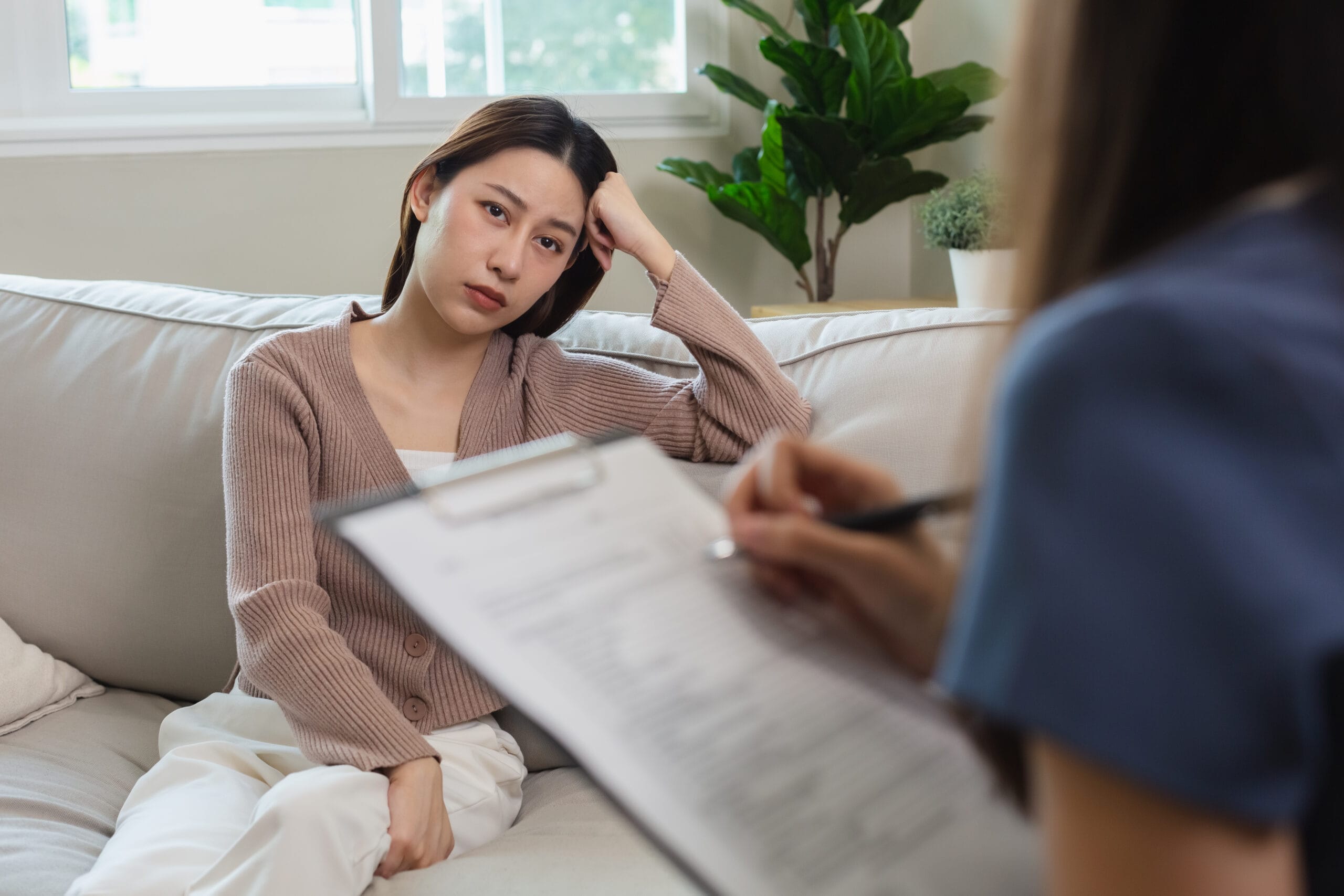 A clinician performing a therapy intake houston to establish a clinical roadmap during a new client's first visit