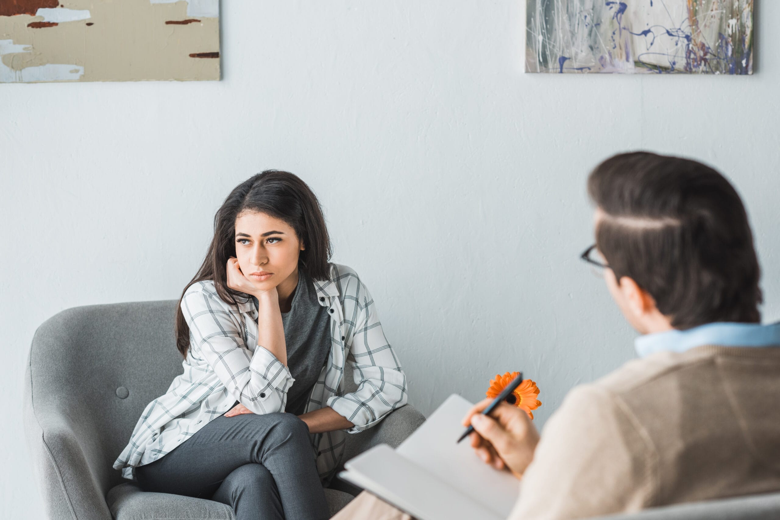 A pensive woman discusses modern evidence based therapy in Panther Creek Following a borderline personality disorder test this support helps The Woodlands residents navigate emotional challenges